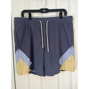 Fair Harbor Shorts Mens Medium Blue Lined Swim Trunks Stretch Colorblock Striped